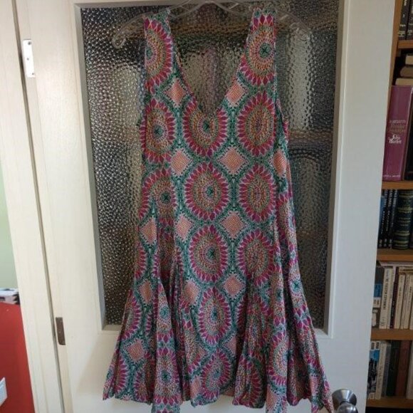 Swishy Party Dress Sleeveless Scoop-neck Sun Dress, Skirt, Vibrant Anthropologie - Picture 3 of 14